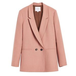 Cuyana Wool Double Breasted Blazer in Dusty Rose, Size XS